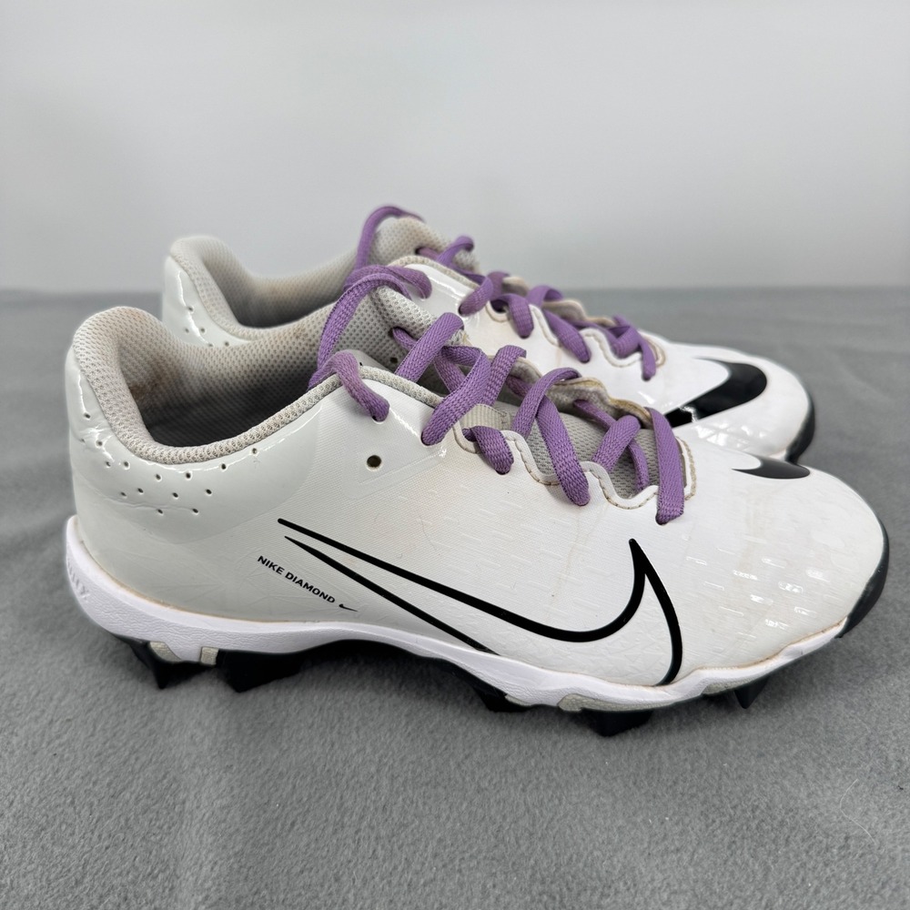 Nike Hyperdiamond 4 Keystone Softball Cleats Youth 3Y White Purple CZ5919-103